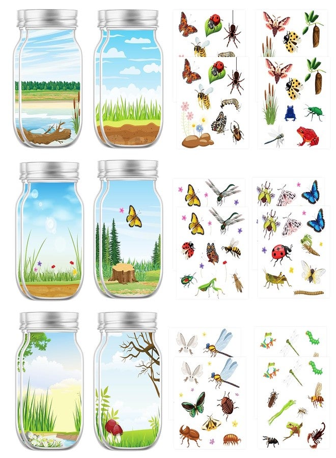 InIsaJace Insects Stickers Crafts, 24PCS Nature Scene DIY Summer Craft Jar Sticker Make Your Own with Butterfly Bee Ladybug Flower for Home Game Activities - Image 1